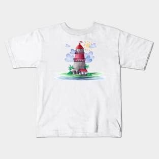 Lighthouse Watercolor Kids T-Shirt